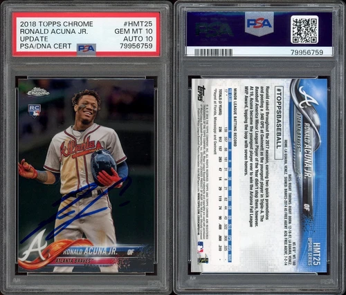 2018 Topps Chrome Update Ronald Acuna Jr Auto Rookie Graded PSA 10 Auto 10!!!