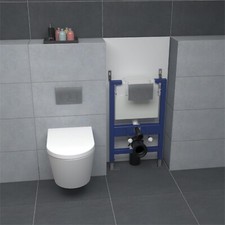Rimless Wall Mounted Toilet Soft Close Seat & 0.82M Concealed Cistern Frame Set