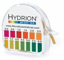 Hydrion SHORT ACID RANGE 0-6 pH Test Paper Tape Roll Strip 4 KOMBUCHA Soap Makin