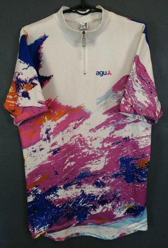 RARE MEN'S AGU ITALIA ITALY CYCLING BICYCLE SHIRT JERSEY MAILLOT MAGLIA SIZE L - Picture 1 of 9