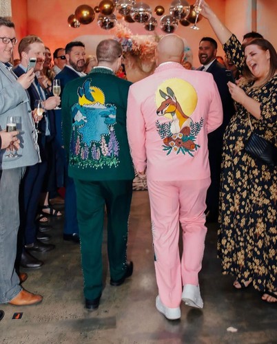 Bespoke 2Pc Pink Peak Lapel Pearl Embroidered Flora & Fauna Country Western Suit - Picture 6 of 12