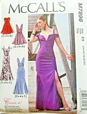 McCalls M7896 Miss Prom Party Dress Special Occasion Wedding Dress Pattern 14-22