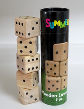 WOODEN LAWN DICE 5pc Set SUMMER BACKYARD FAMILY FUN Use Indoor or Outdoor