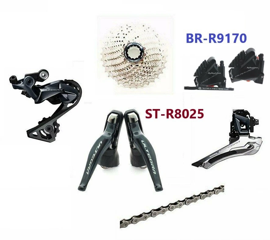 Shimano Ultegra ST-R8025 ST/RD/FD-R8000/CS Hydraulic Disc Brake Groupset READ