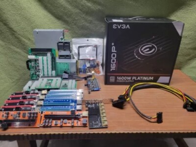 Eth-BTC-Cryptocurrency | 2 Mining Rig COMBO-MB/CPU/PSU/RAM/CABLES/FANS/PDU