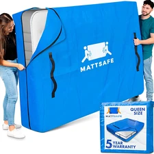 Queen Size Mattress Moving Bag - Heavy Duty 8 Handles and Strong Zipper (BLUE)