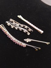Vintage Crystal Barrette Lot 5 pieces - Multicolor