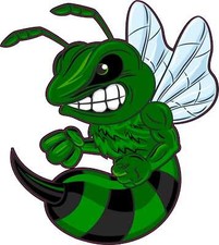 4in x 4.5in Left Facing Green Hornet Vinyl Sticker Car Vehicle Bumper Decal