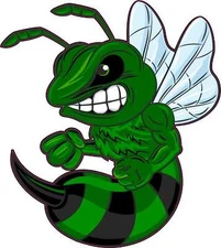 4in x 4.5in Left Facing Green Hornet Vinyl Sticker Car Vehicle Bumper Decal