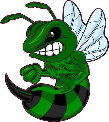 4in x 4.5in Left Facing Green Hornet Vinyl Sticker Car Vehicle Bumper Decal