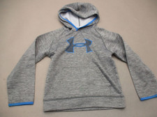Under Armour Size 7 Boys Gray Front Pocket Fleece Lined Athletic Hoodie 172