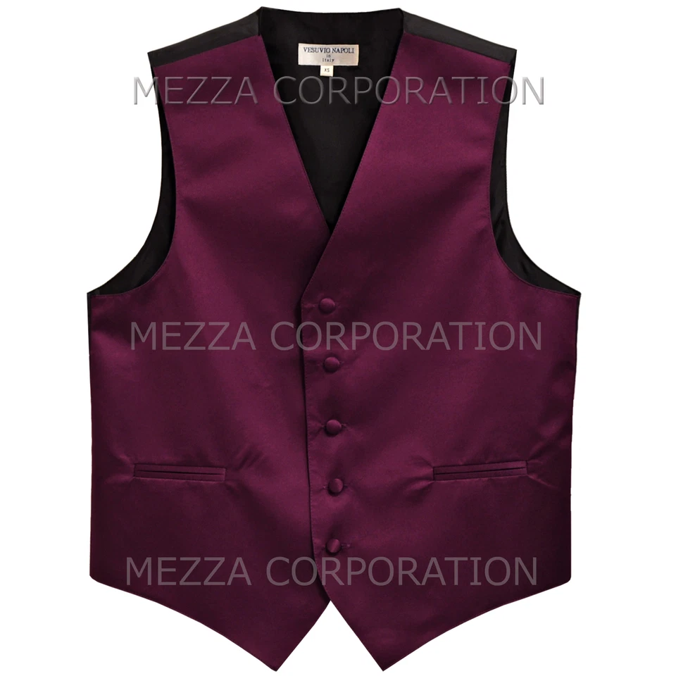 New Men's Formal Vest Tuxedo Waistcoat with free style self-tie Bowtie eggplant - Image 2 of 4