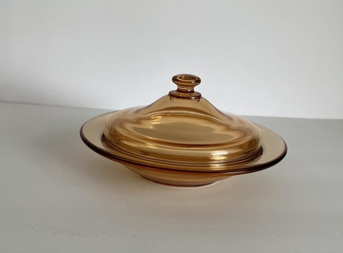Fostoria Fairfax #2375 Amber Covered Butter - Picture 2 of 3