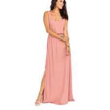 Show Me Your Mumu Kendall Soft V-Back Maxi Gown Dress Small Rustic Mauve NEW