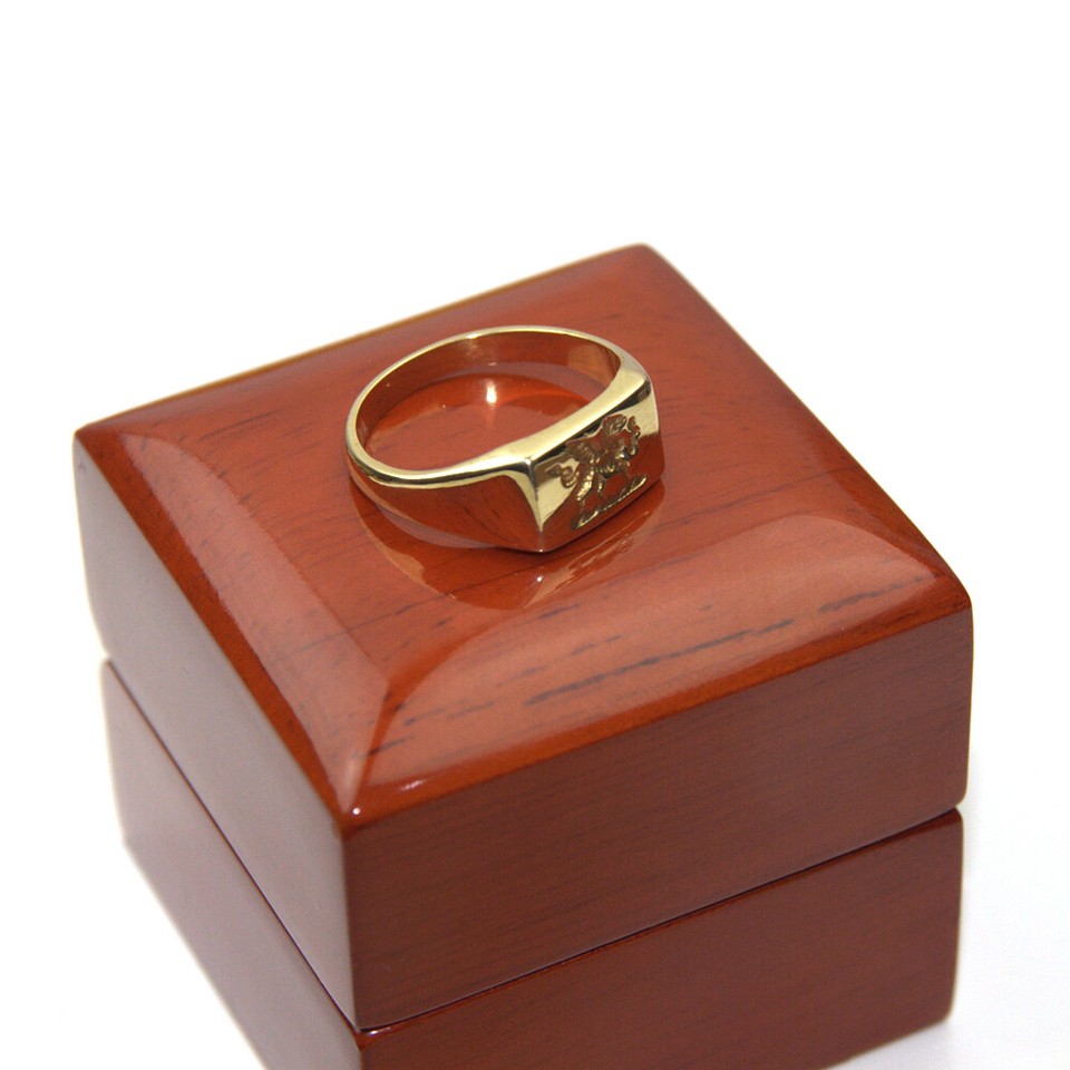 Signet Ring 9ct Yellow Gold Welsh Dragon S49 | eBay UK