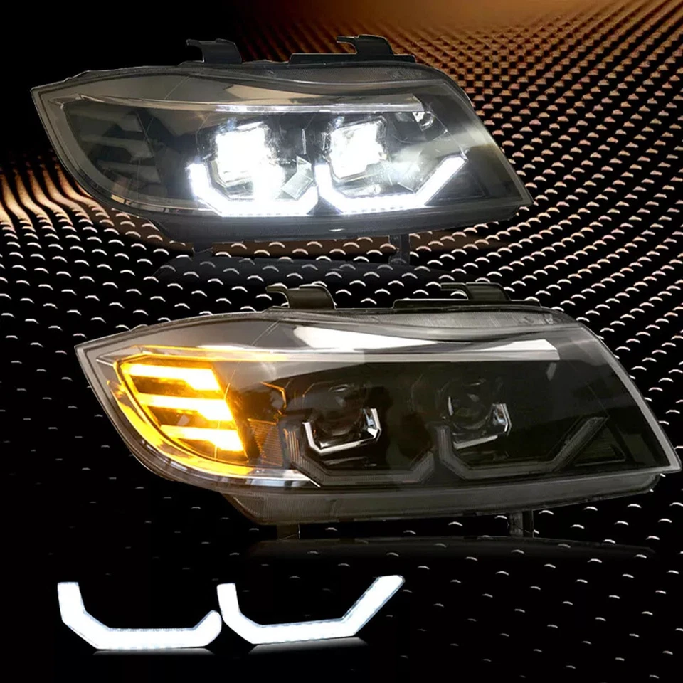 Faro delantero negro LED 3D cristal U-Halo para BMW Serie 3 E90 2005-2008 Foto 3 de 4