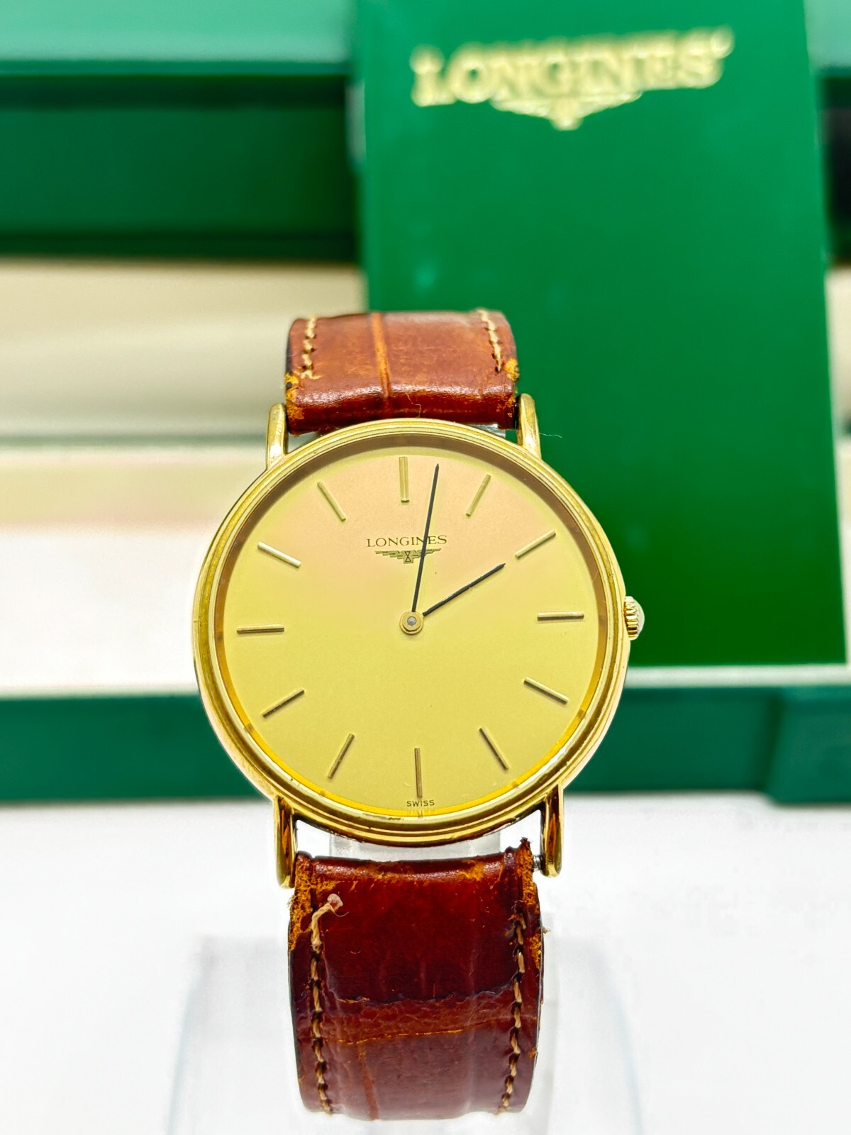 [Exc+5 w/Box] Longines La Grande Classique L4.637.2 Gold Dial Quartz Men's Watch