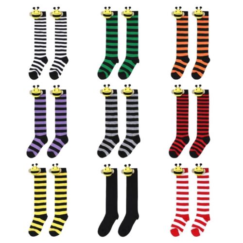 Kids Striped Thigh High Over The Knee Socks Cartoon Honeybee Long Stockings - Picture 1 of 17