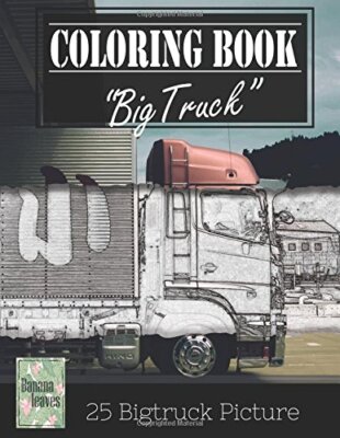 Jumbo Truck Sketch Gray Scale Photo Adult Coloring Book, Mind Relaxation Stre-,