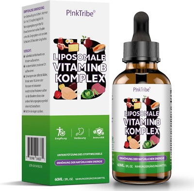 Liposomal Vitamin B Complex Liquid 60ml , High Dose Drops Vitamin Drops