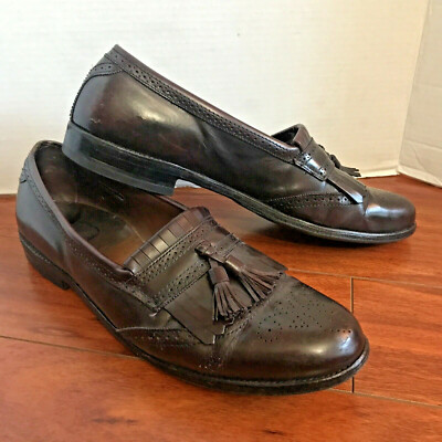 Allen Edmonds Bridgeton Men\'s Size 13 Dress Shoes Leather Kiltie Tassel Loafers Vintage Allen Edmonds Bridgeton Tassel Loafer Shoes Cordovan  main image 2