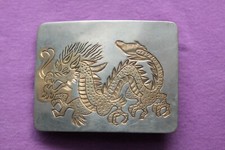 Vintage Hand Made Dragon Engraved Belt Buckle