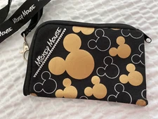 DISNEY Mickey Mouse Black Gold Wallet Clutch Bag Wristlet or Shoulder Strap*