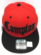 COMPTON Snapback Hat South Central Los Angeles Cali Cap Red Black OSFM New