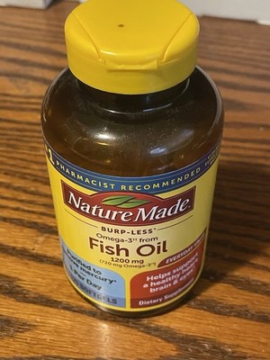 Nature Made Omega 3 Fish Oil, 1200mg Burp-Less 125 Softgels Exp. 11/26 NEW