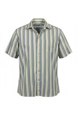 ANGELO LITRICO Mens Large Short Sleeve Striped Button Shirt Cotton 