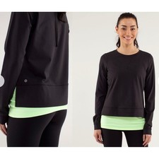 Lululemon Zen Bender Pullover Black Long Sleeve Back Zip Top Size 10 LW3938S