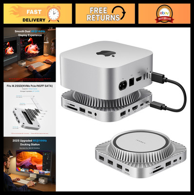 13-in-1 Docking Station for Mac mini M4/M4 Pro - Dual 4K@144Hz, M.2 NVMe SSD, HD