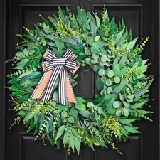 26 Inch Large Eucalyptus Wreath for Front Door Year Round, Spring Summer Gree...