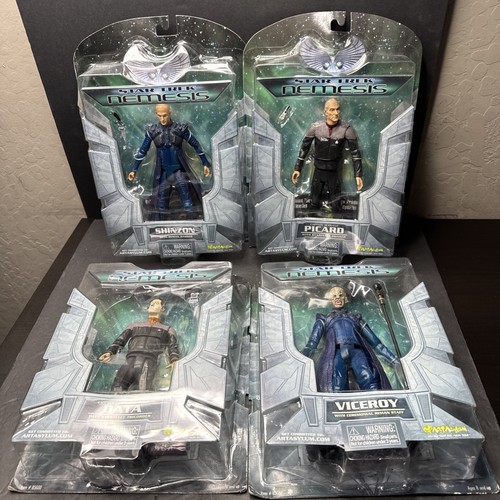 Star Trek Nemesis Art Asylum Complete Lot of 4 Figures Set, 2002 Data Picard