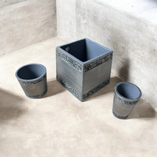 3-Piece Modern Gray  Crushed Glass Bathroom Vanity Set