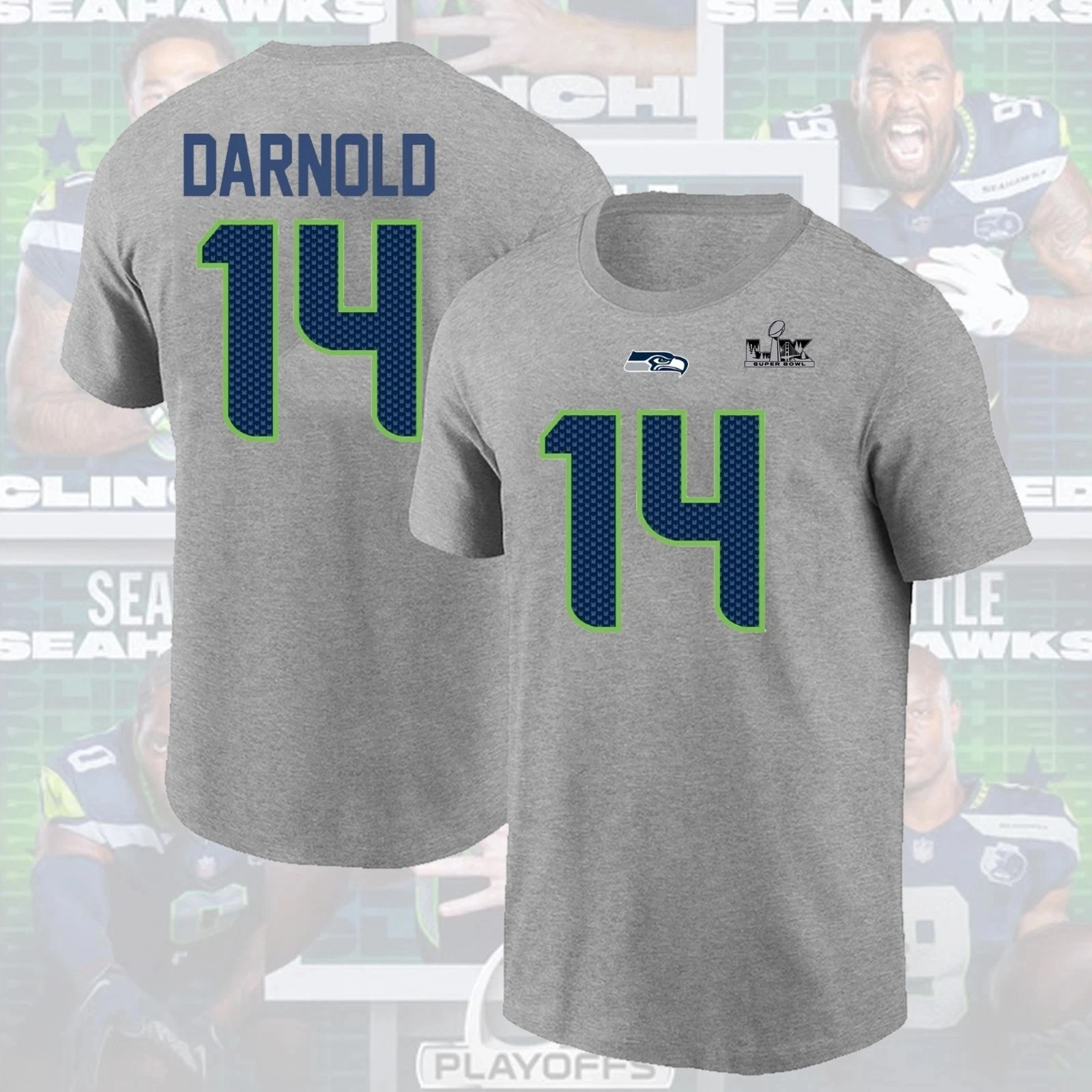 Sam Darnold #14 Seattle Seahawkss Super B.owl Name & Number Fan Look