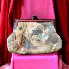 Vintage Bakelite Handle Small Handheld Purse Beautiful Scene 1940's