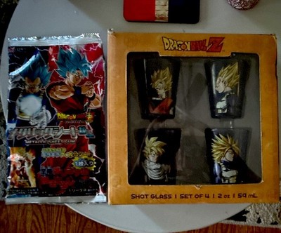 Dragon Ball Z Goku & Vegeta Blue Glass Shot Glass Set 4pc 2 oz