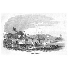 POLINESIA FRANCESE La baia di Papeete TAHITI - Stampa antica 1844