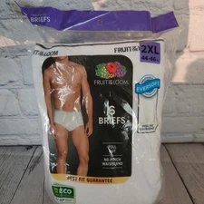 Fruit of the Loom Mens White Tag Free Cotton Briefs Underwear 6 Pack Size 2XL
