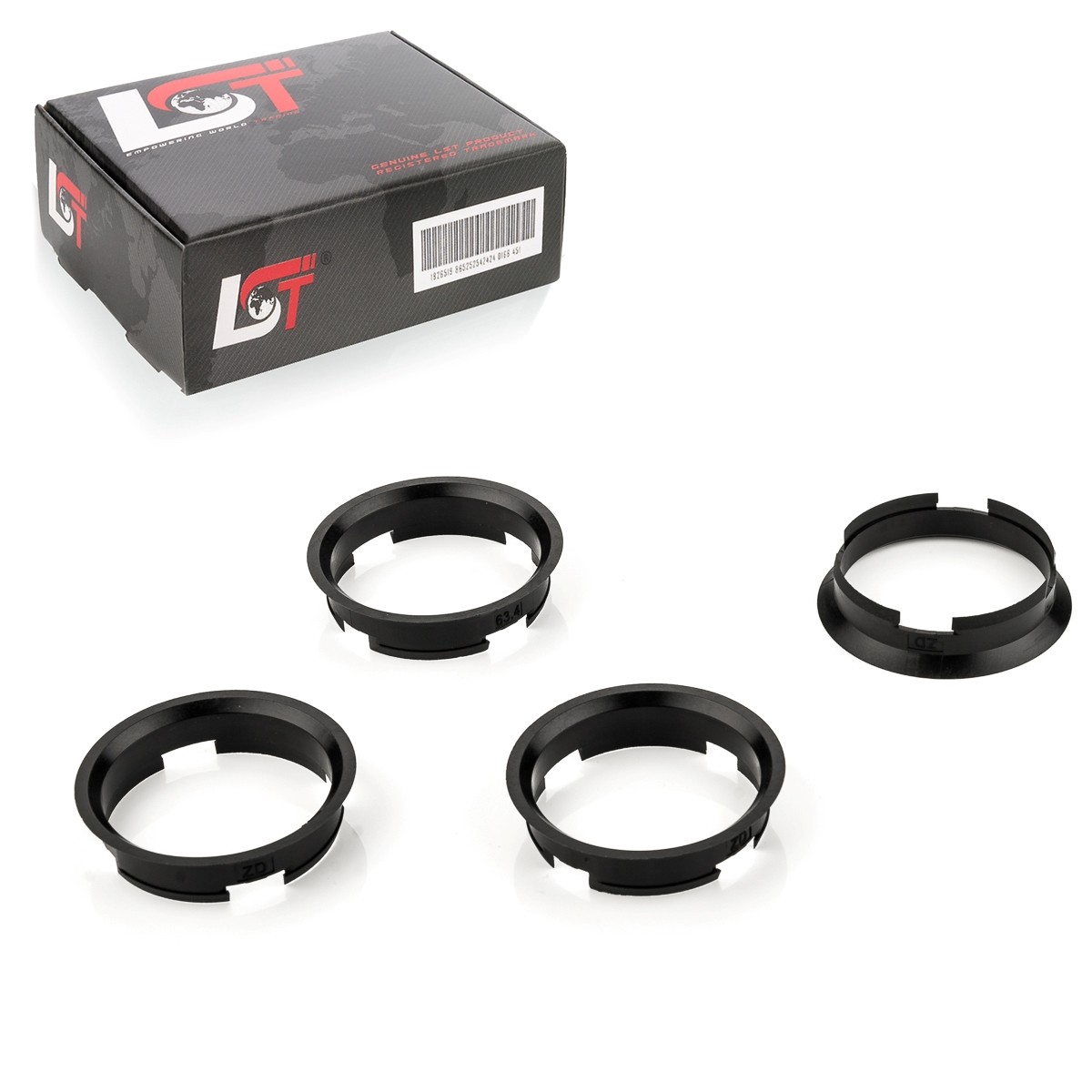 4x Distance Rings Centering Black Alloy Wheels Ø 63,4 MM - Ø 60,1 for Fiat