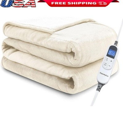 Electric Heated Blanket Twin Size 10 Heat Settings Soft Flannel Auto Shutoff New