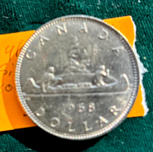 Canada Canoe Dollar $1 1968 Voyager .800 Silver World Coins