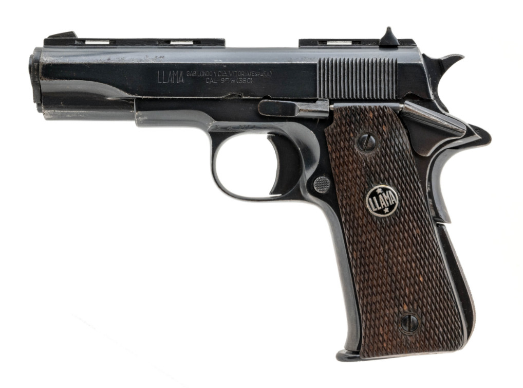 LLAMA 1911, SMALL FRAME VENTILATED CHROME SLIDE ENGRAVED, FIRING PIN, BUSHING.