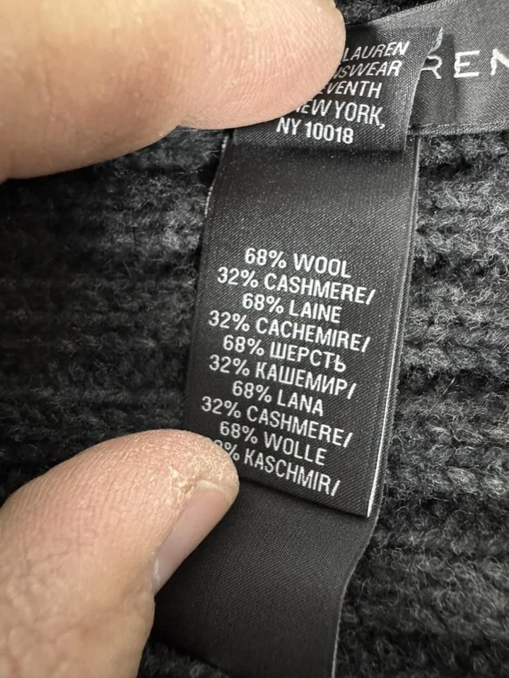 Ralph Lauren Black Label Sweater Womens Large Wool Cashmere Cardigan Shawl - Image 4 of 4