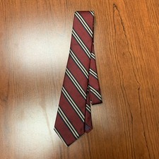 Vintage Hanover St. Silk Necktie Marron Gold blk Diagonal Stripe USA