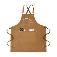 Chef Apron for Men Women Canvas Aprons with 3 Pockets Cross Back Resistant Wo...