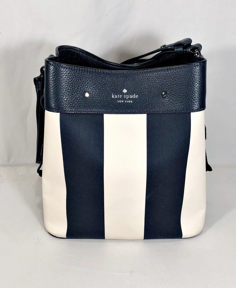 Kate Spade New York Marti Even Stripe Large Bucket Bag in Blue & White – NEW - Image 3 of 4
