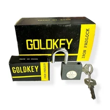NEW Vintage 1950s GoldKey Iron Padlock for Vending - Gumball Machine w Keys