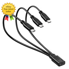 3-In-1 USB C Splitter Charge Cable, USB Type C Female to 3 USB-C Male Charging C
